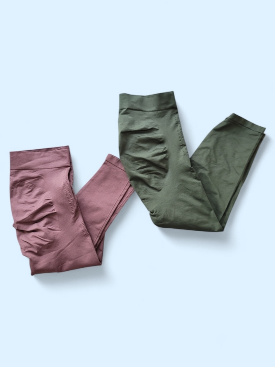 BLANQI Pants - BLANQI Large 2-Pk Athletic Maternity Leggings Olive Green (Cropped) Mauve (7/8)